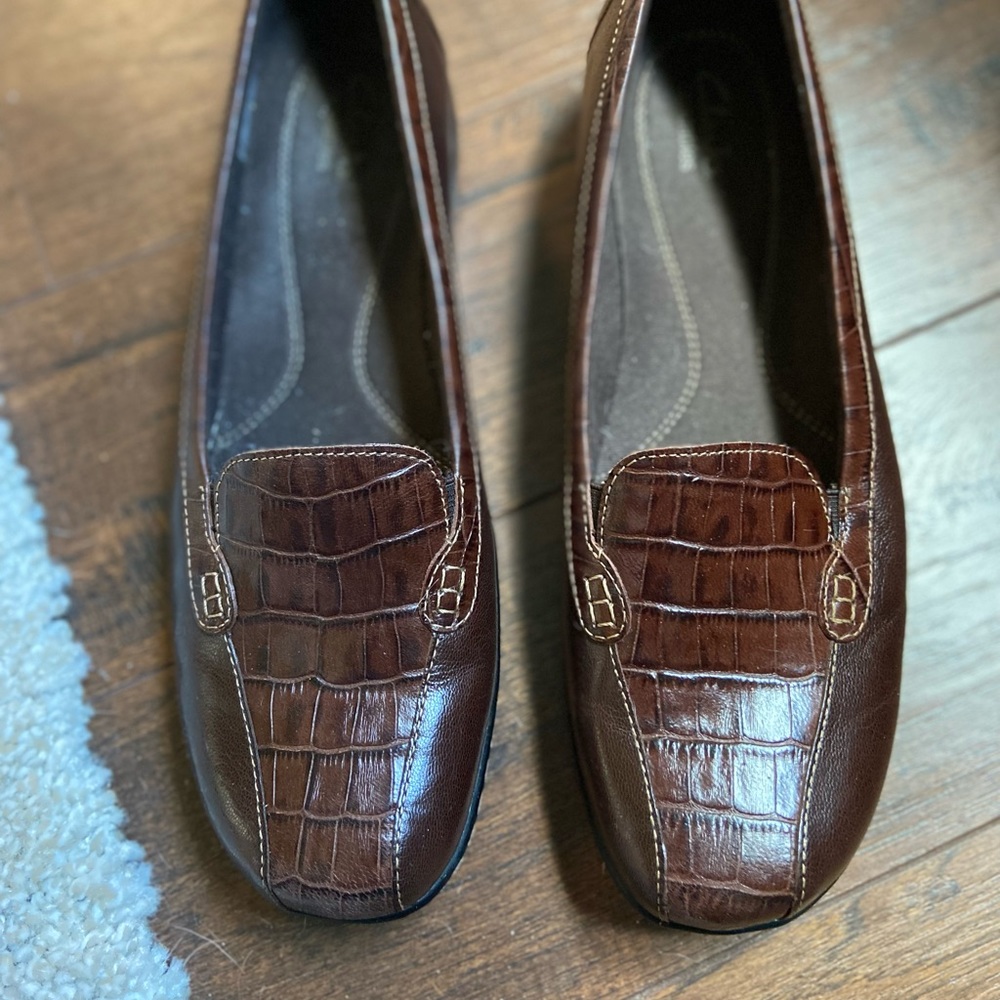 Clarks Leather Croc Brown Shoes